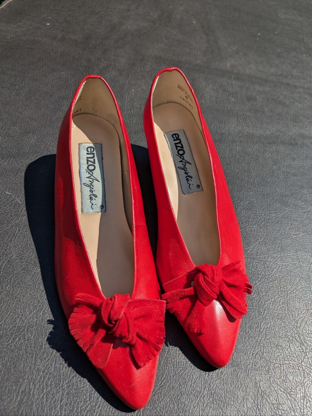 Enzo Angiolini Red Pointed-Toe Bow Pump 7-1/2 M